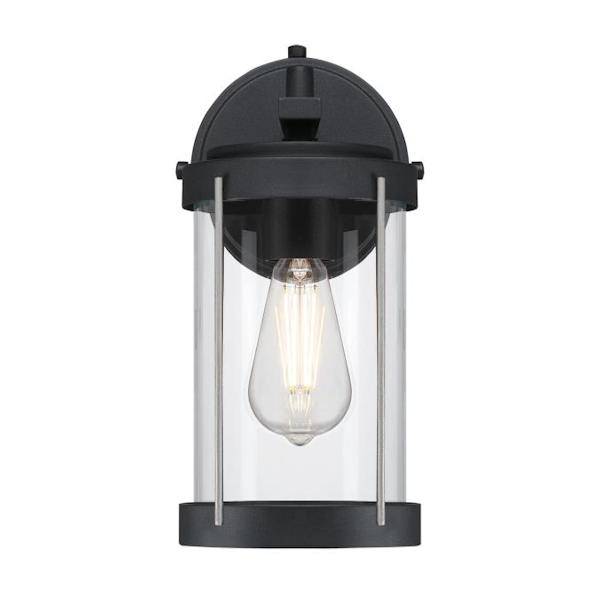1 Light Textured Black/Industrial Clear Glass Steel Outdoor Wall Light Fixture 2
