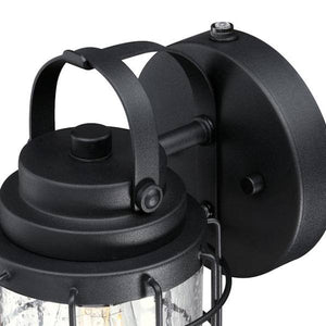 1 Light Textured Black Clear Seeded Glass Outdoor Dusk to Dawn Wall Light Fixture 2