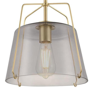 1 Lamp Champagne Brass Smoke Grey Glass Pendant Light Fixture 2