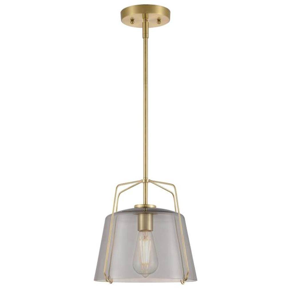 1 Lamp Champagne Brass Smoke Grey Glass Pendant Light Fixture 1