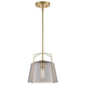1 Lamp Champagne Brass Smoke Grey Glass Pendant Light Fixture 1