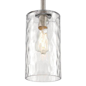 1 Lamp Industrial Steel Clear Hammered Glass Mini Pendant Light Fixture 2