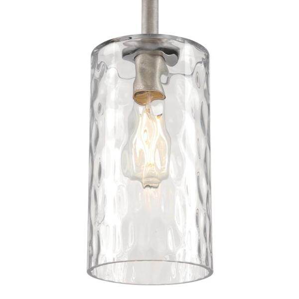 1 Lamp Industrial Steel Clear Hammered Glass Mini Pendant Light Fixture 2