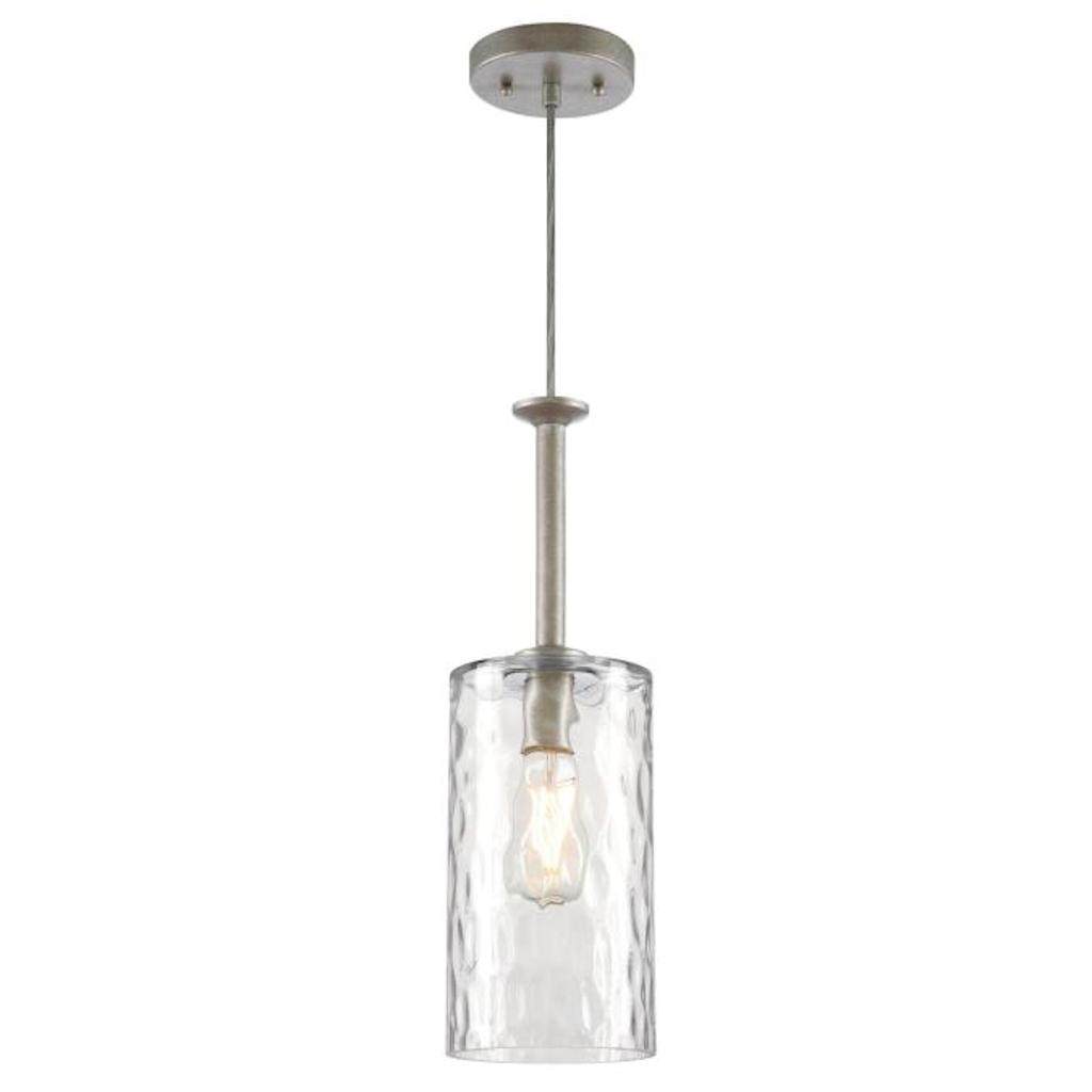 1 Lamp Industrial Steel Clear Hammered Glass Mini Pendant Light Fixture 1