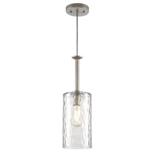 1 Lamp Industrial Steel Clear Hammered Glass Mini Pendant Light Fixture 1
