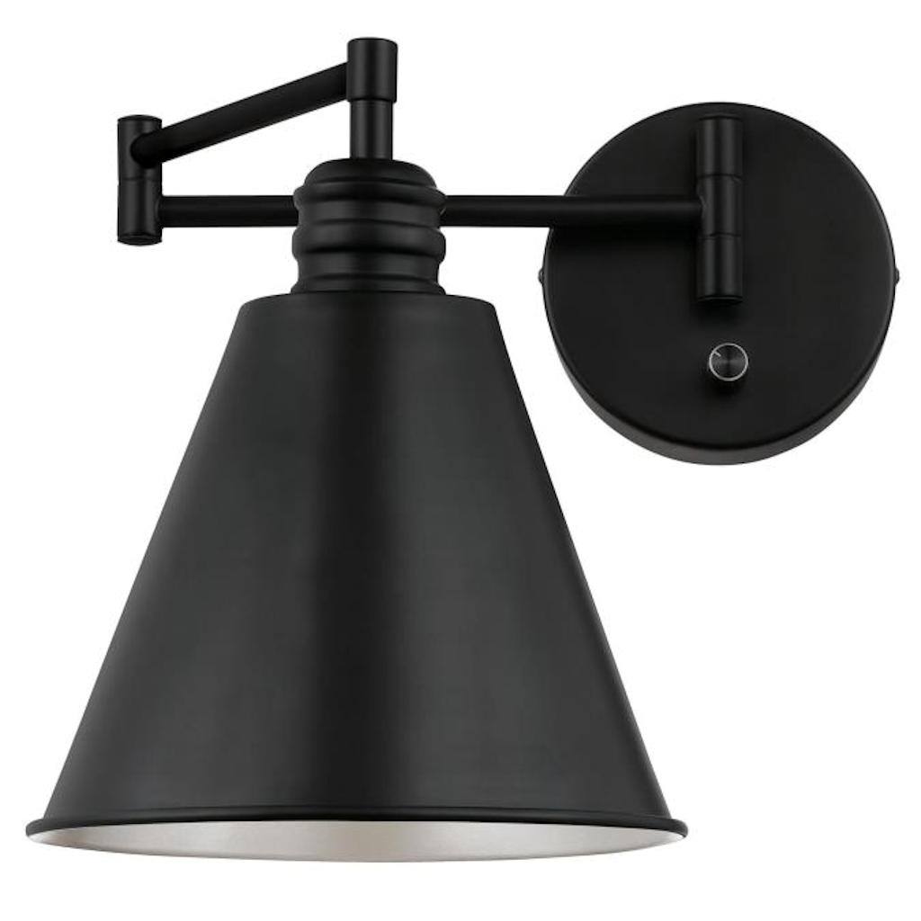 1 Light Matte Black Swing Arm Wall Light Fixture with On/Off Switch 1