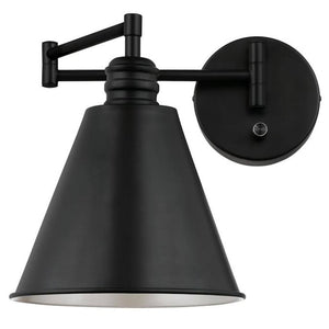 1 Light Matte Black Swing Arm Wall Light Fixture with On/Off Switch 1