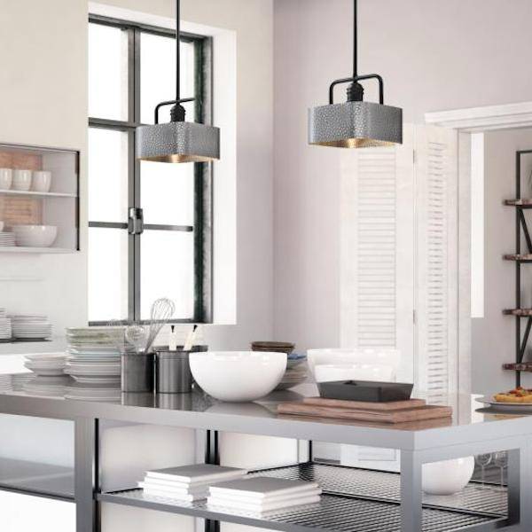 1 Light Matte Black/Dark Pewter Mini Pendant Light Fixture 3