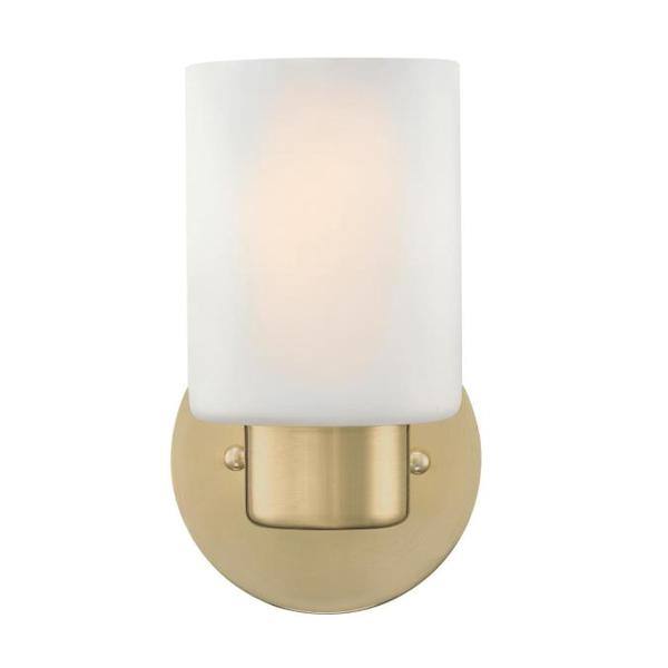1 Light Champagne Brass Frosted Wall Light Fixture 2