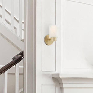 1 Light Champagne Brass Frosted Wall Light Fixture 3