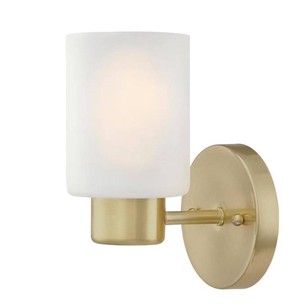 1 Light Champagne Brass Frosted Wall Light Fixture 1