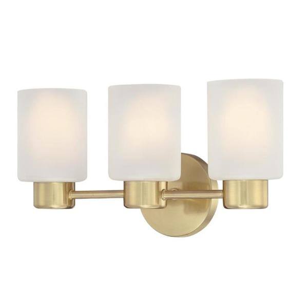 3 Light Champagne Brass Frosted Wall Light Fixture 2