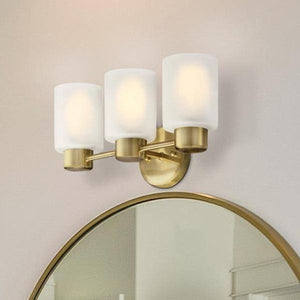 3 Light Champagne Brass Frosted Wall Light Fixture 3