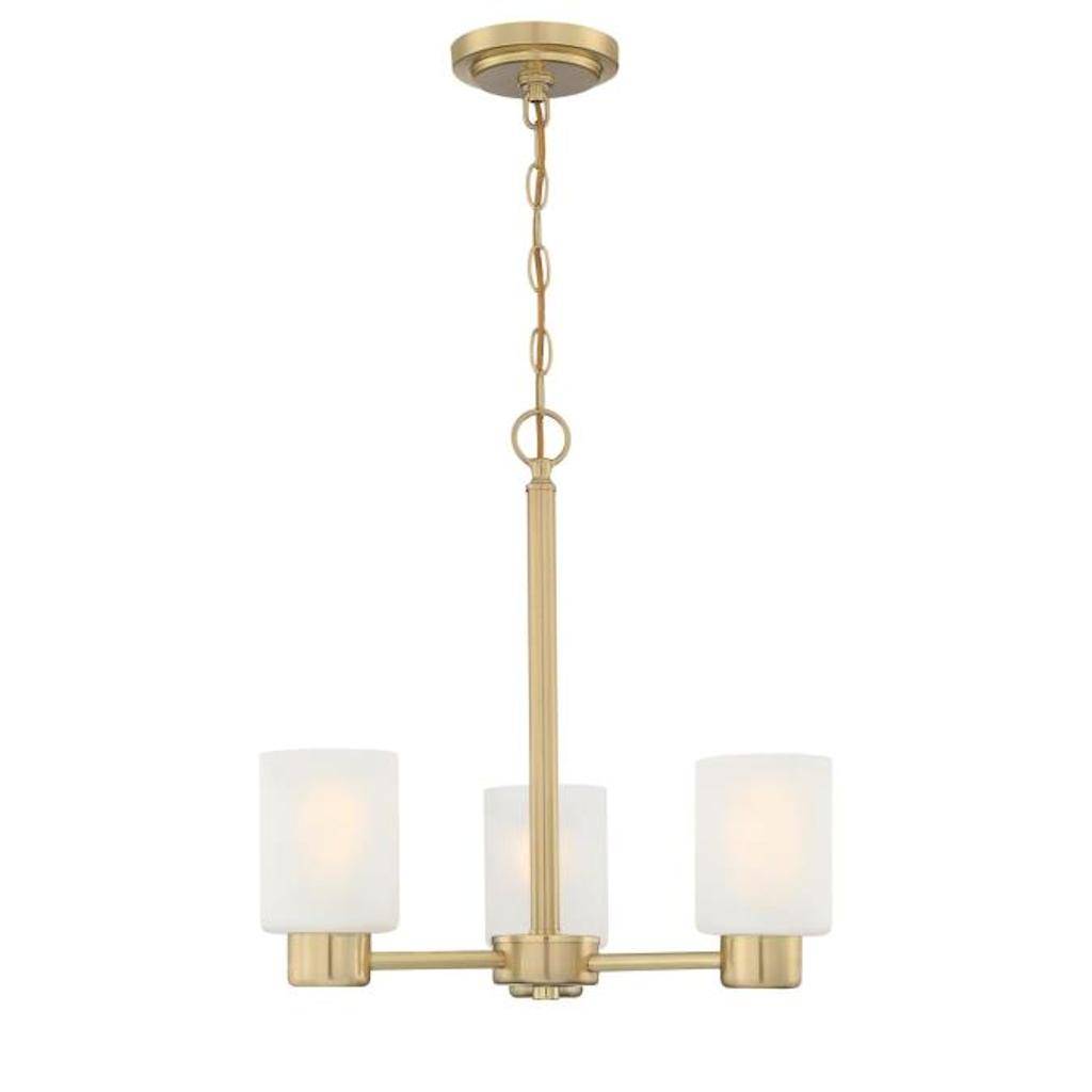 3 Light Champagne Brass Frosted Chandelier Light Fixture 1