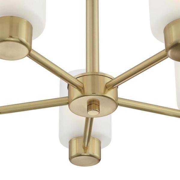 5 Light Champagne Brass Frosted Glass Chandelier Light Fixture 2
