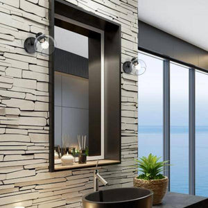 1 Light Matte Black Clear Glass Wall Light Fixture 3