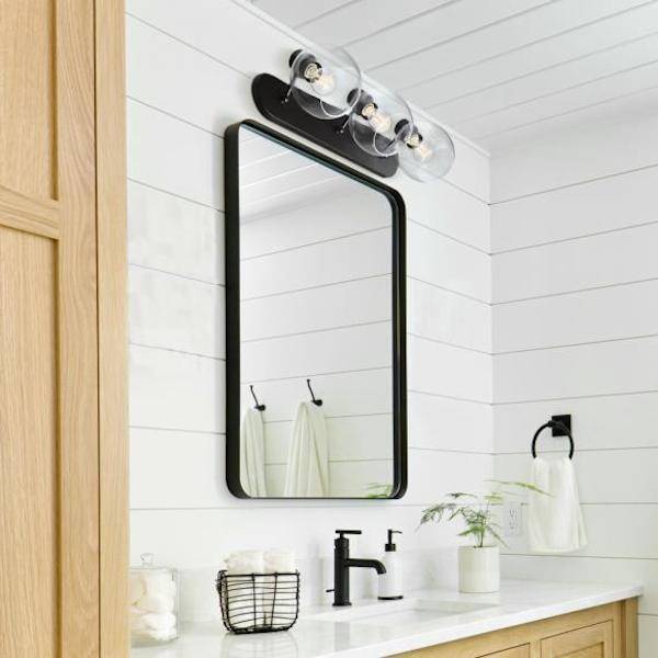 3 Light Matte Black Clear Glass Wall Light Fixture 3