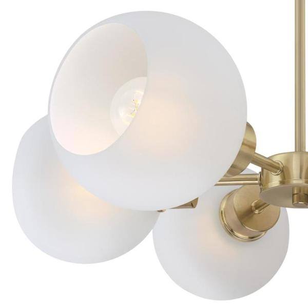 6 Light Champagne Brass Frosted Chandelier Light Fixture 2