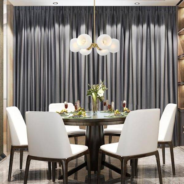 6 Light Champagne Brass Frosted Chandelier Light Fixture 3
