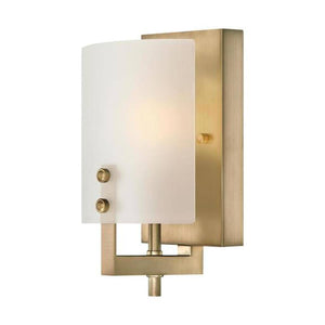 1 Light Brushed Brass Frosted Wall Light Fixture 1