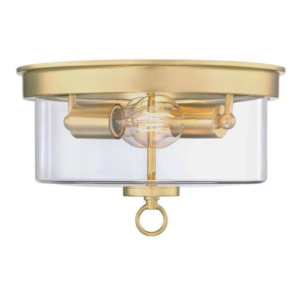 12" 2 Light Champagne Brass Clear Glass 2