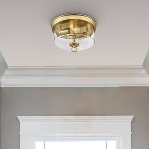 12" 2 Light Champagne Brass Clear Glass 3