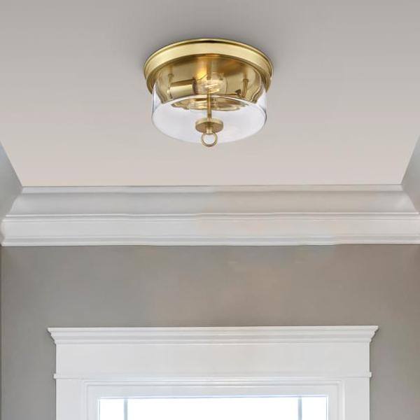 12" 2 Light Champagne Brass Clear Glass 3