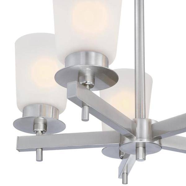 5 Light Brushed Nickel Frosted Chandelier Light Fixture 2