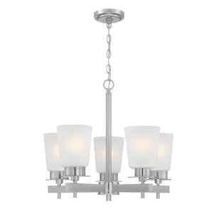 5 Light Brushed Nickel Frosted Chandelier Light Fixture 1
