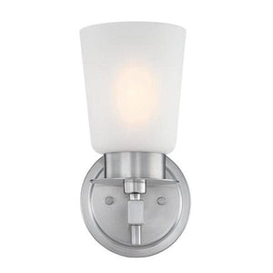 1 Light Brushed Nickel Frosted Wall Light Fixture 2