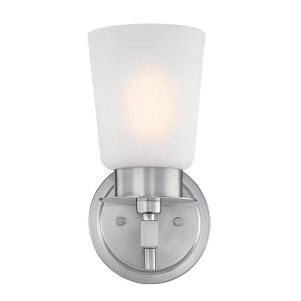 1 Light Brushed Nickel Frosted Wall Light Fixture 2