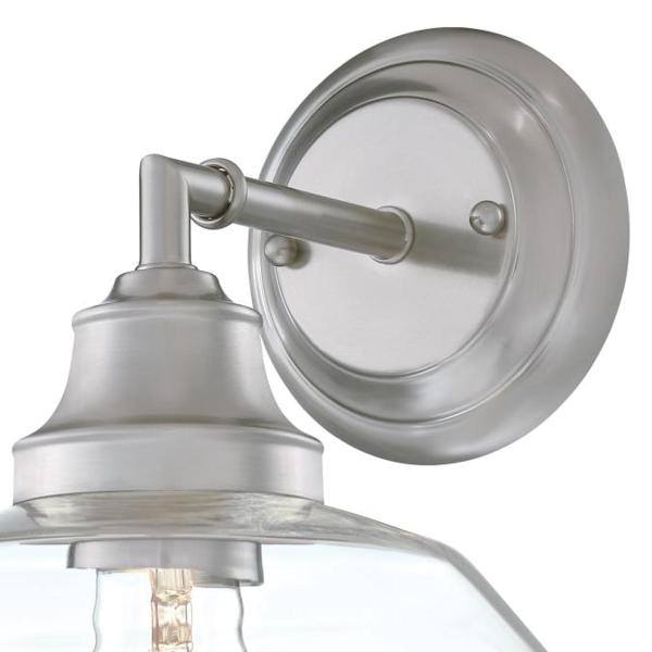 1 Light Brushed Nickel Clear Glass Light Wall Fixture 2