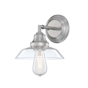 1 Light Brushed Nickel Clear Glass Light Wall Fixture 1