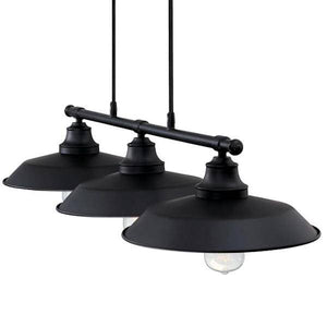 3 Light Matte Black Pulley Pendant Light Fixture 2