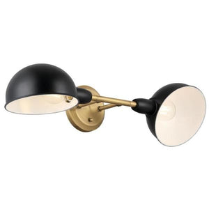 2 Light Matte Black/Brushed Brass Wall Fixture 2