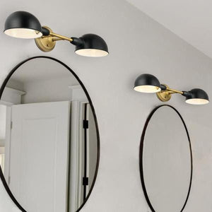 2 Light Matte Black/Brushed Brass Wall Fixture 3