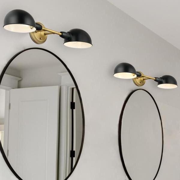 2 Light Matte Black/Brushed Brass Wall Fixture 3