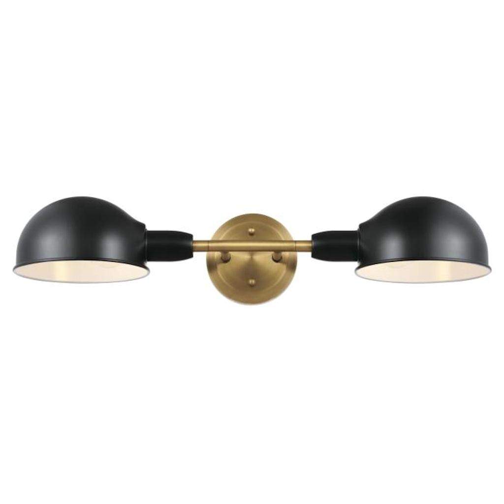2 Light Matte Black/Brushed Brass Wall Fixture 1