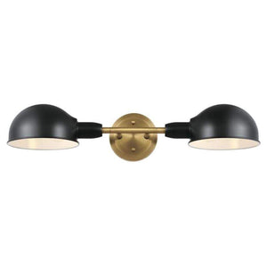 2 Light Matte Black/Brushed Brass Wall Fixture 1