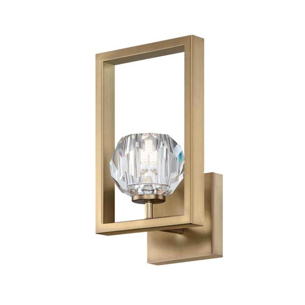 1 Light 5 watt G9 3000K Natural White Brushed Brass Crystal Glass Zoa Collection LED Wall Fixture 1