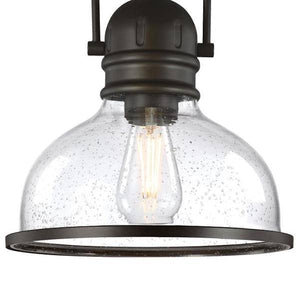 1 Light Black/Bronze with Clear Seeded Glass Pendant 2