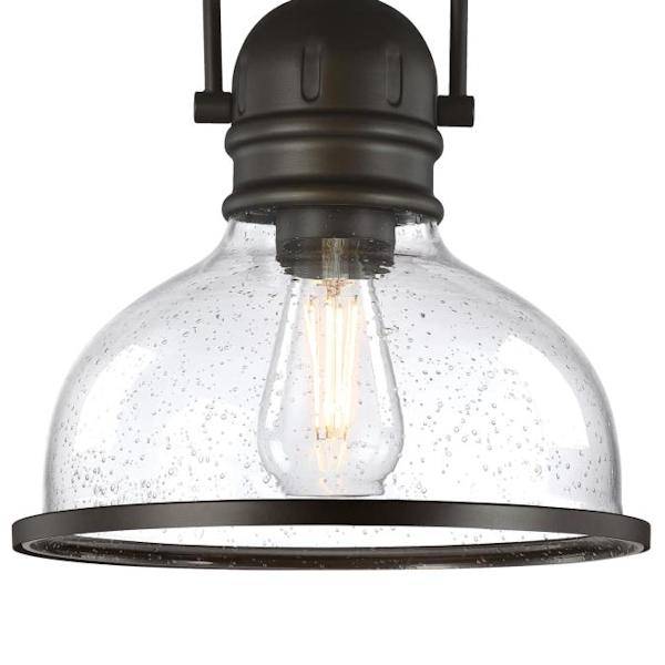 1 Light Black/Bronze with Clear Seeded Glass Pendant 2