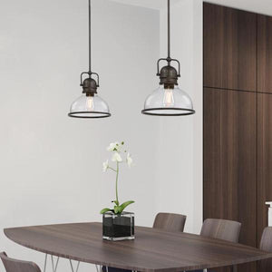 1 Light Black/Bronze with Clear Seeded Glass Pendant 3