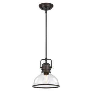 1 Light Black/Bronze with Clear Seeded Glass Pendant 1