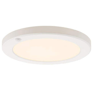 8" 18 watt 120 volt 3000K Natural Round White LED Ceiling Light Fixture with Motion Sensor 1