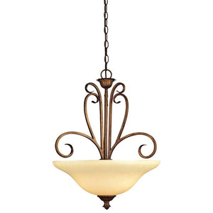 3 Light (Medium Screw Base) 19" Regal Springs Ebony Gold Finish with Burnt Scavo Glass Pendant Light Fixture 1