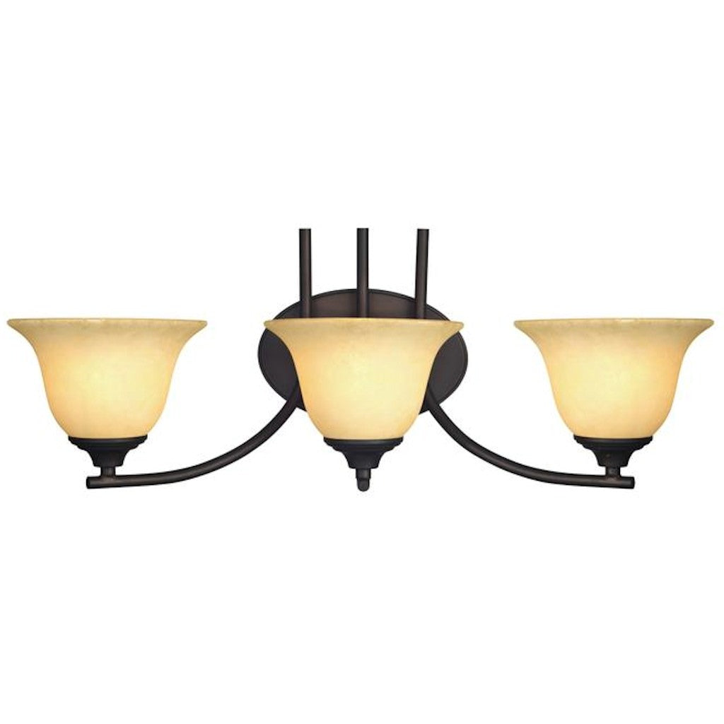 3 Light (Medium Screw Base) 25" Kings Canyon Oil Rubbed Bronze Finish with Burnt Scavo Glass Wall Light Fixture 1