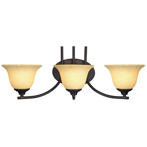 3 Light (Medium Screw Base) 25" Kings Canyon Oil Rubbed Bronze Finish with Burnt Scavo Glass Wall Light Fixture 1