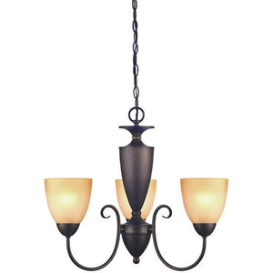 3 Light (Medium Screw Base) 21.75" Chapel Hill Oil Rubbed Bronze Finish with Antique Amber Scavo Glass Chandelier Light Fixture 1