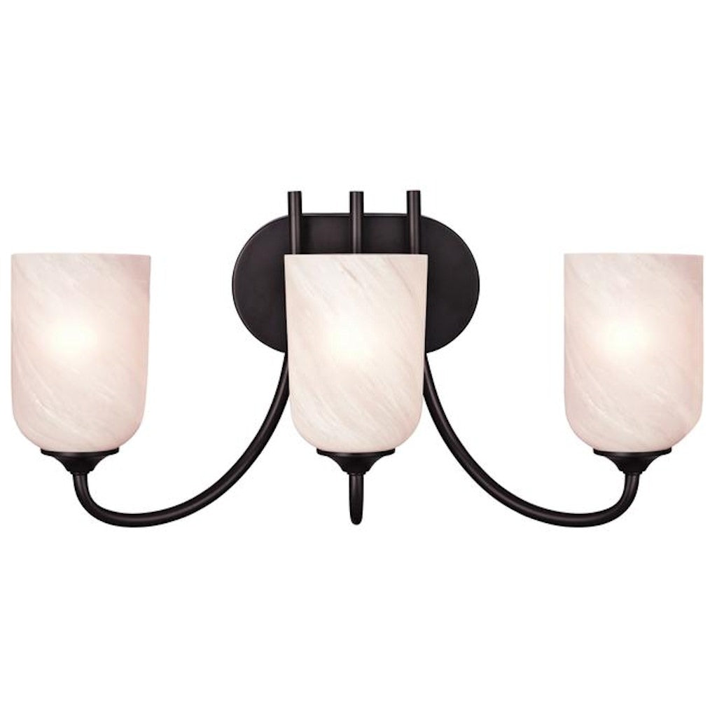 3 Light (Medium Screw Base) 21.25" Treebridge Station Espresso Finish with White Alabaster Glass Wall Light Fixture 1